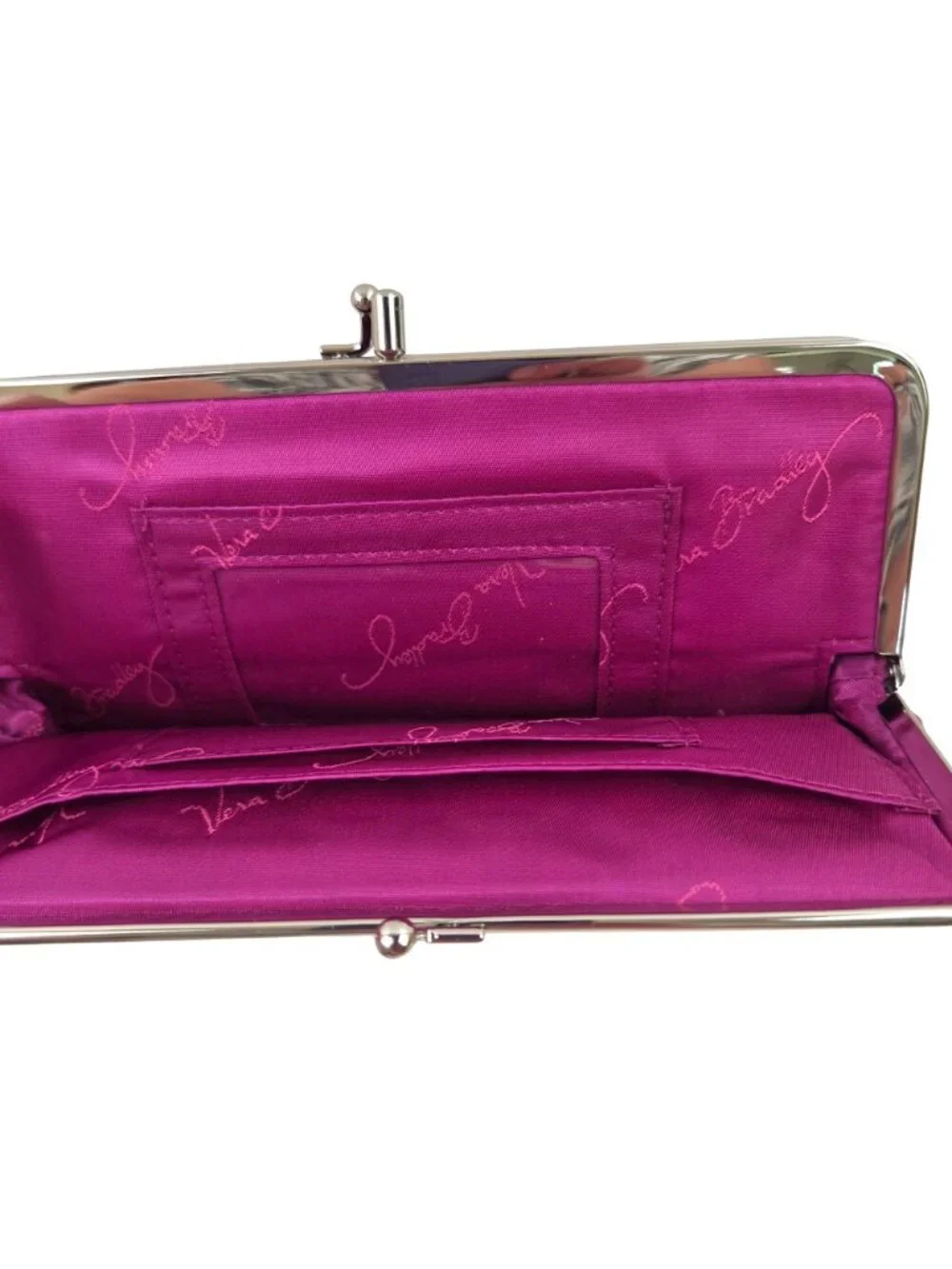 Vera Bradley Wallet Boysenberry Paisley Silver Tone Kiss Lock 2 Sections Retired - Picture 8 of 9